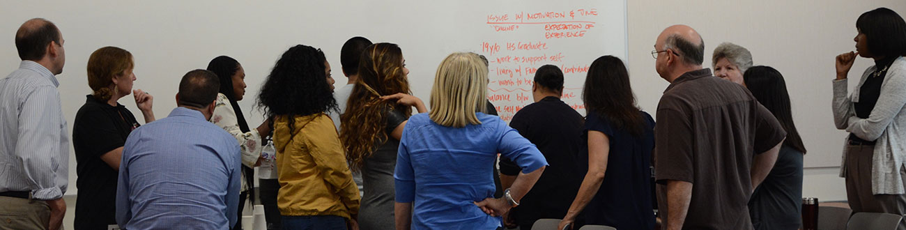 Group looking at white board