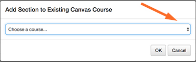 Arrow pointing to Choose a course... dropdown menu