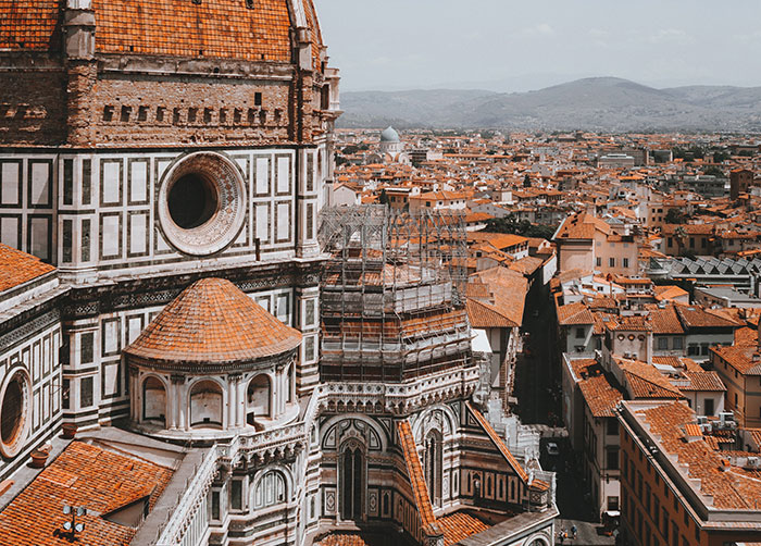 city view of florence, italy with long view of buildings