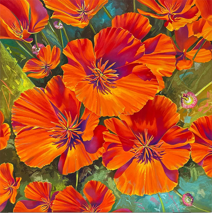 poppy pastel painting