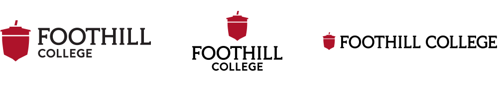 Foothill College logos in three orientations, main, stacked and long