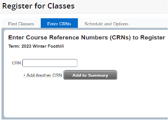 Enter CRN to register